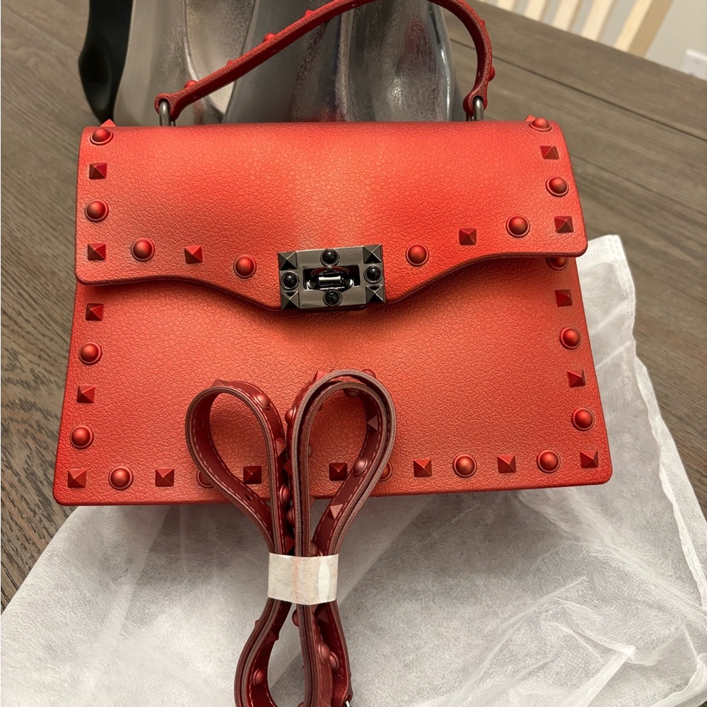 Stylish Red Studded Handbag